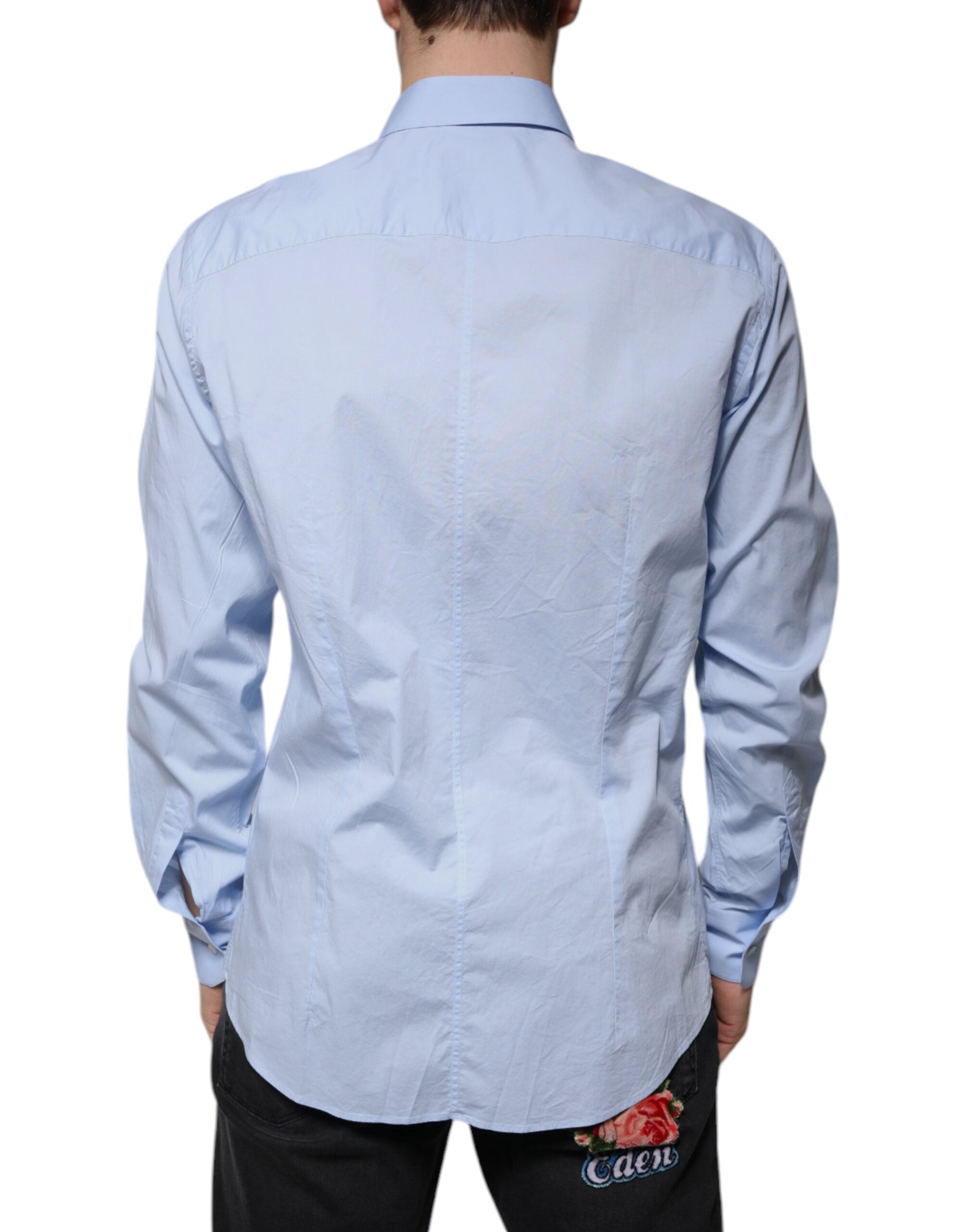 Dolce & Gabbana Light Blue Cotton Shirt MARTINI Slim Fit